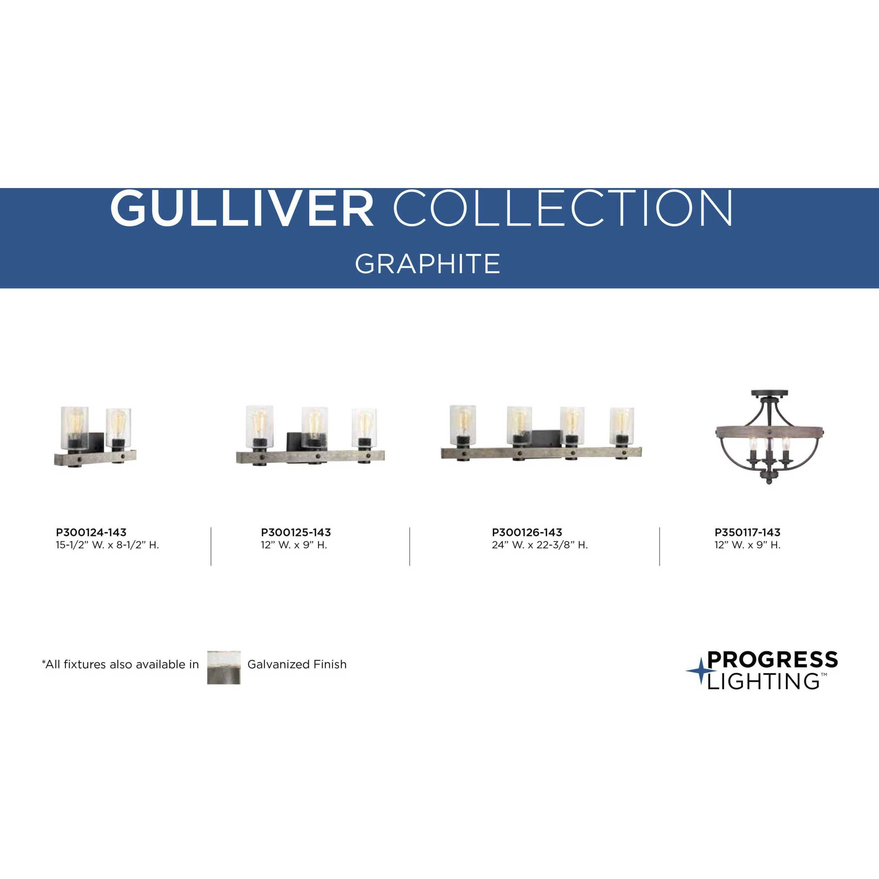 Gulliver 4 Light 15 inch Graphite Semi-Flush Mount Convertible Ceiling Light